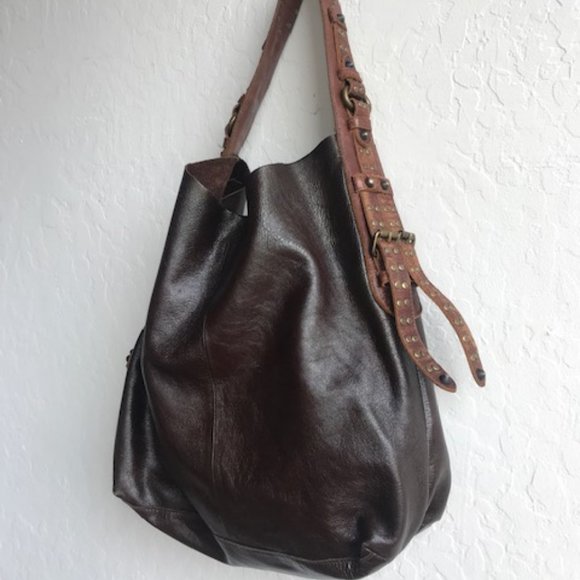 Steven By Steve Madden Brown Leather Shoulder Bag - Picture 1 of 9